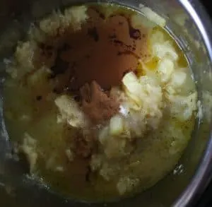 Making the apple sauce.