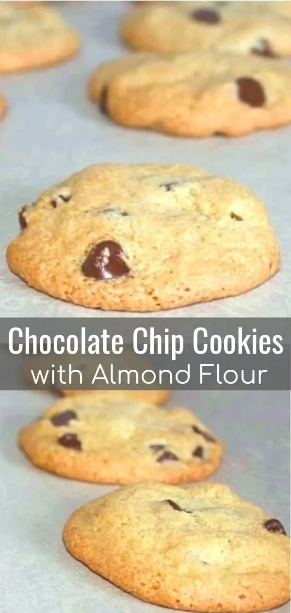 Chocolate Chip Cookies with Almond Flour is an easy cookie recipe for those trying to avoid using gluten containing flour. These chewy chocolate chip cookies are loaded with chocolate chips of your choosing.