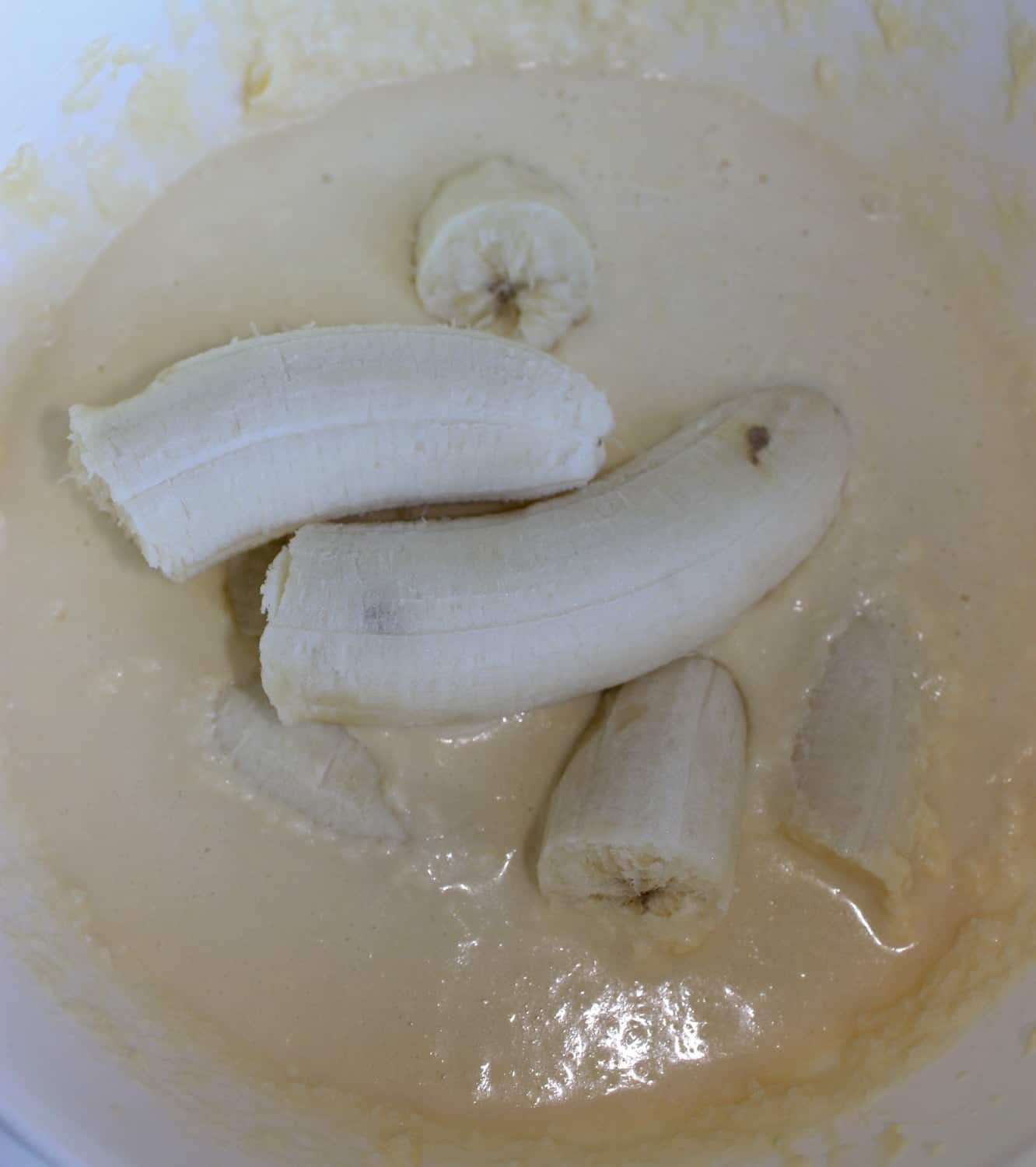 Adding the bananas.