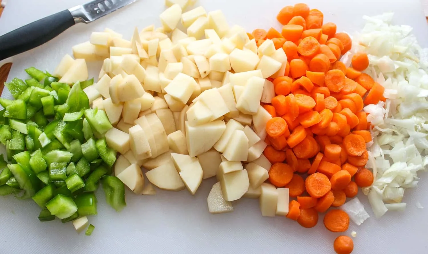 The cut vegetables
