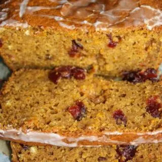 What better combination for fall then pumpkin and cranberry!  This Pumpkin Cranberry Loaf is a great addition to your fall or holiday menus. It is loaded with flavour and cranberries.