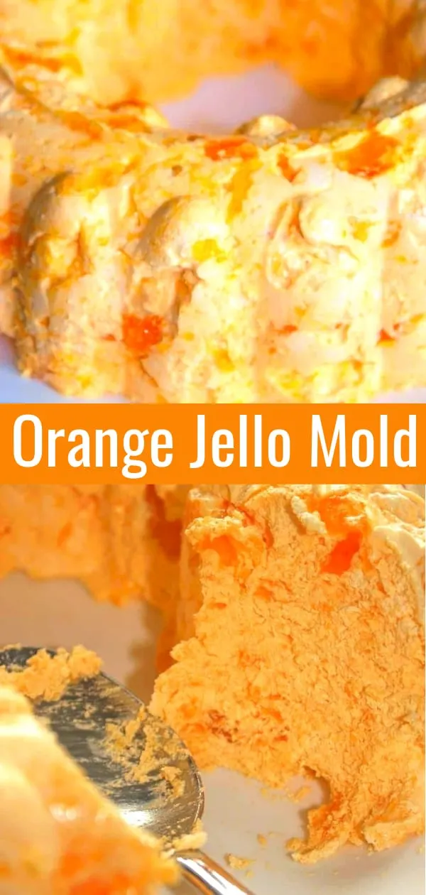 Orange Jello Mold is a delicious side dish or dessert recipe perfect for serving with holiday dinners. This jello salad made with mandarin oranges, orange jello and Cool Whip is the perfect addition to your Thanksgiving table.