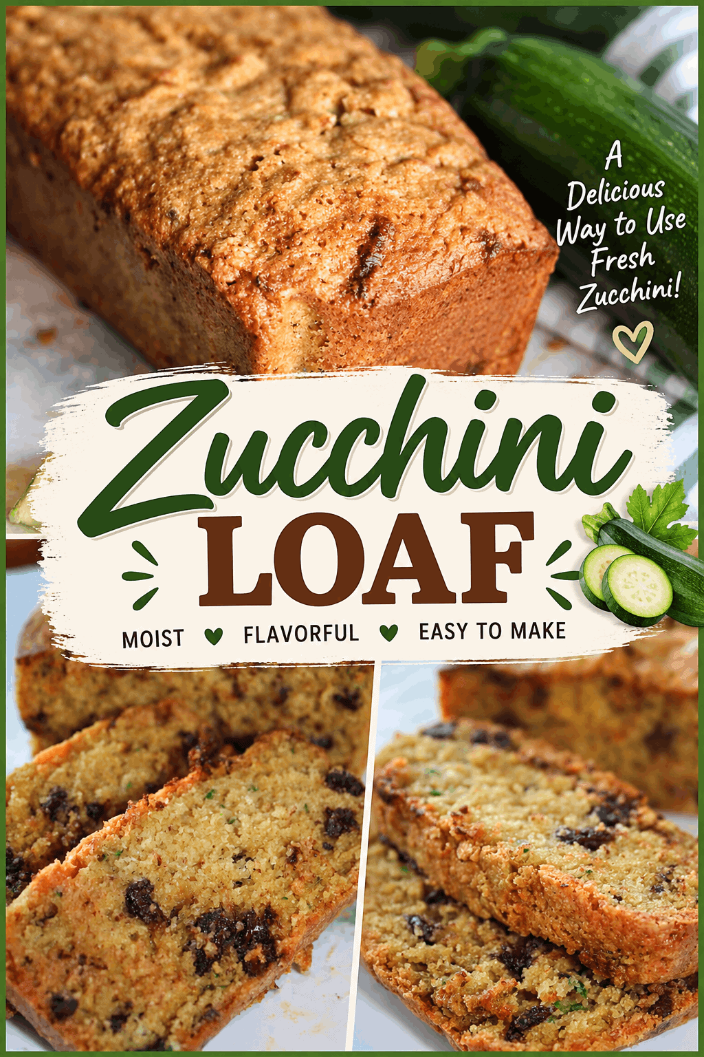 Looking for an easy and delicious way to use fresh zucchini? This Zucchini Loaf is moist, tender, and packed with delicious homemade flavor. It’s an easy zucchini bread recipe that makes a wonderful breakfast, snack, or simple dessert. Perfect for using up garden-fresh zucchini, this homemade loaf is sure to become a family favorite. Save this easy zucchini loaf recipe for your next baking day! 🥒🍞✨