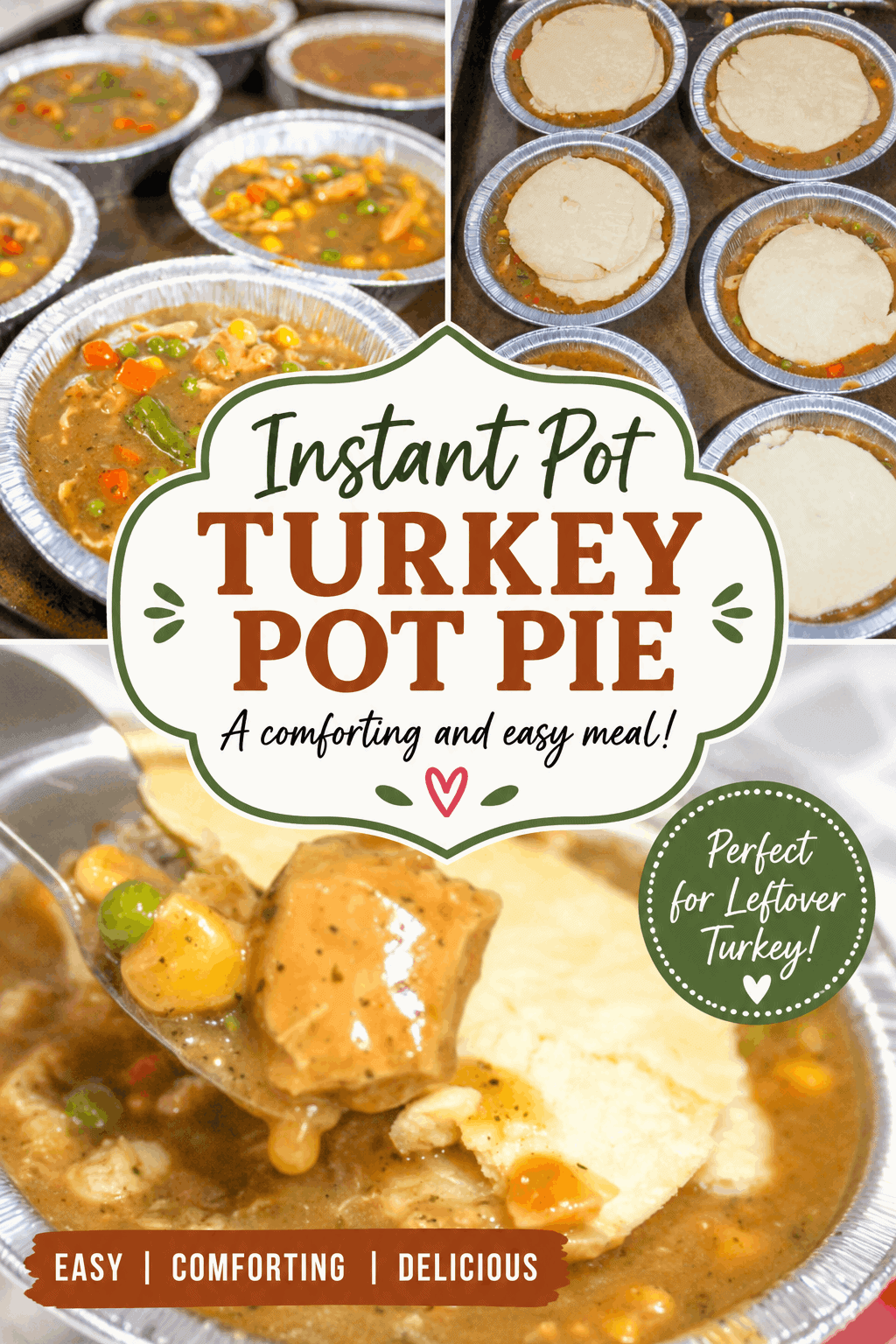 Looking for an easy and comforting way to use leftover turkey? This Instant Pot Turkey Pot Pie is a delicious family-friendly meal packed with tender turkey, mixed vegetables, and a savoury homemade filling topped with a flaky crust. The Instant Pot makes preparing this comforting dinner simple and convenient. It’s a wonderful leftover turkey recipe for Thanksgiving, holidays, or an easy weeknight meal. Save this Instant Pot recipe to try when you’re craving hearty, homemade comfort food! 🦃🥧✨