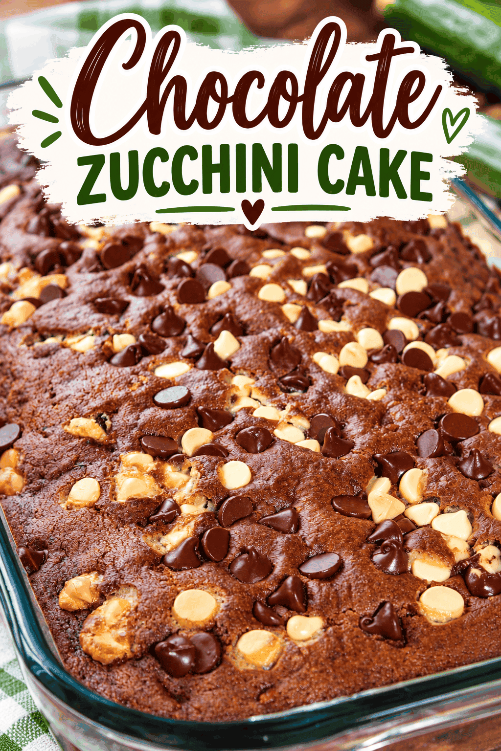 Looking for a delicious way to use fresh zucchini? 🍫 This Chocolate Zucchini Cake is packed with rich chocolate flavour, a moist, tender crumb and plenty of chocolate chips in every bite! This easy homemade chocolate cake is perfect for dessert, afternoon treats or sharing with family and friends. Serve it plain or add a dollop of whipped cream for an extra-special treat. Save this easy Chocolate Zucchini Cake recipe to your Pinterest baking board and enjoy a delicious way to use up garden-fresh zucchini!