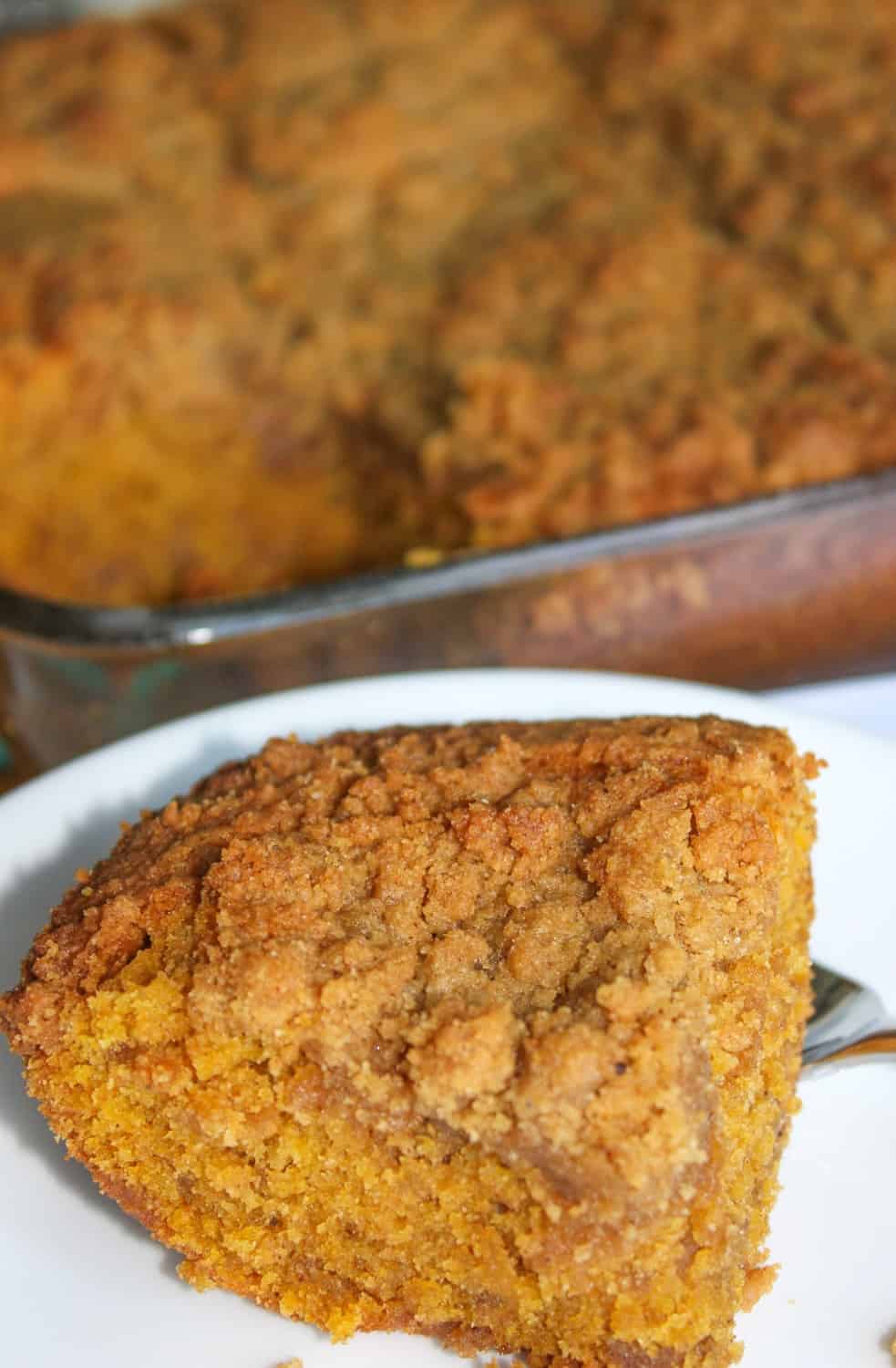 At this time of year I can never get tired of the warmth and coziness that is associated with pumpkin spices.  This Pumpkin Streusel Coffee Cake provides another opportunity to enjoy these fall spices.