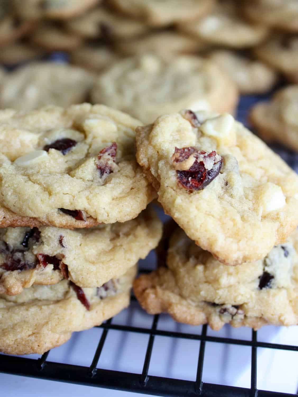 White Chocolate Cranberry Cookies are a tasty, chewy alternative to the classic chocolate chip cookie. The dried cranberries add a nice pop of colour for the holiday season.