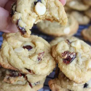 White Chocolate Cranberry Cookies are a tasty, chewy alternative to the classic chocolate chip cookie. The dried cranberries add a nice pop of colour for the holiday season.
