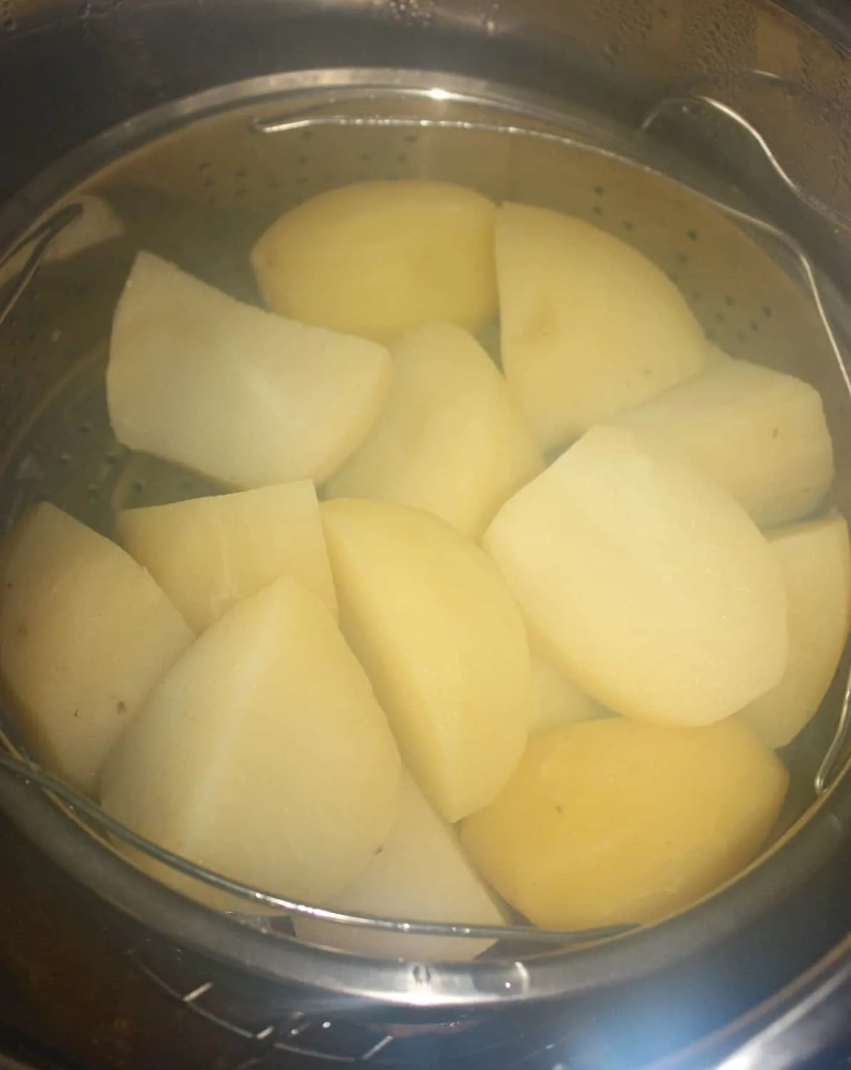 The cooked potatoes.