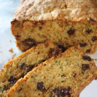 Zucchini Loaf is a tasty way to use up some of your fall harvest.  Whether or not you choose to add the chocolate chips this loaf will be a hit with young and old alike!