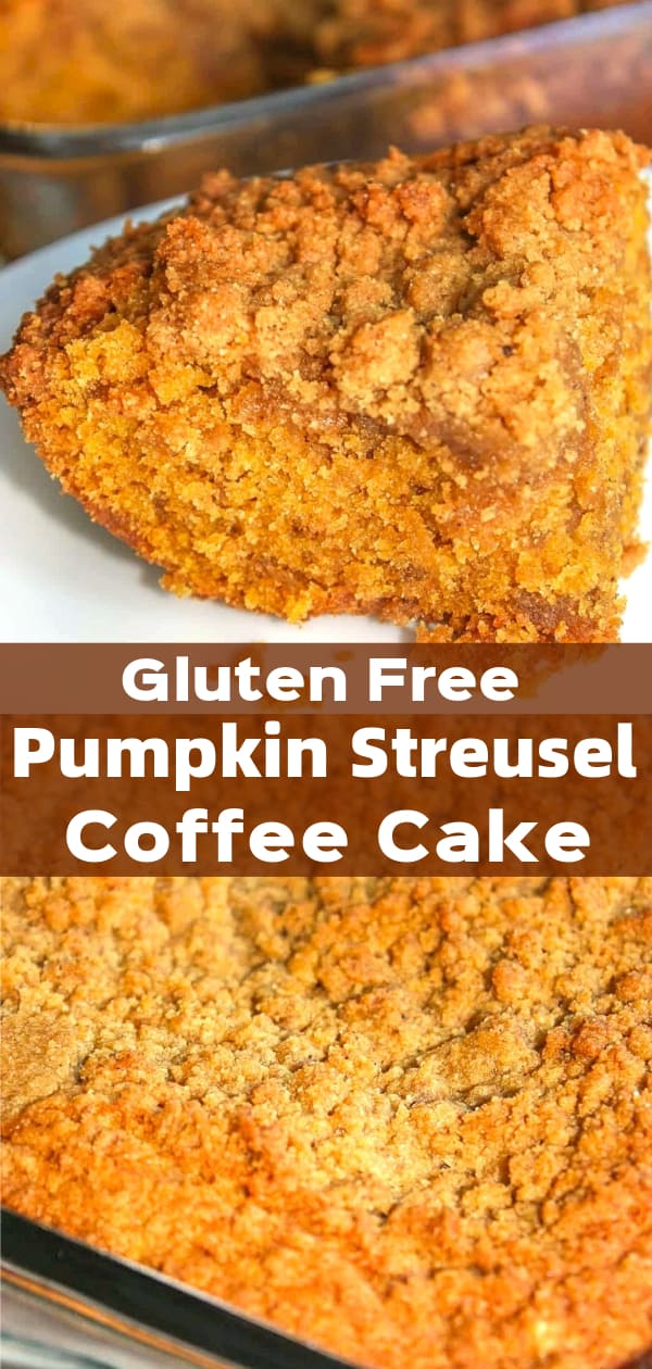 Gluten Free Pumpkin Streusel Cake is an easy dessert recipe perfect for fall. This gluten free cake recipe uses Bob's Red Mill gluten free flour and pumpkin puree.