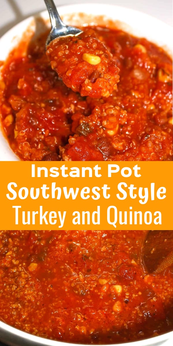 Instant Pot Southwest Style Turkey and Quinoa is an easy gluten free dinner recipe. This pressure cooker ground turkey recipe is loaded with beans, salsa and quinoa.