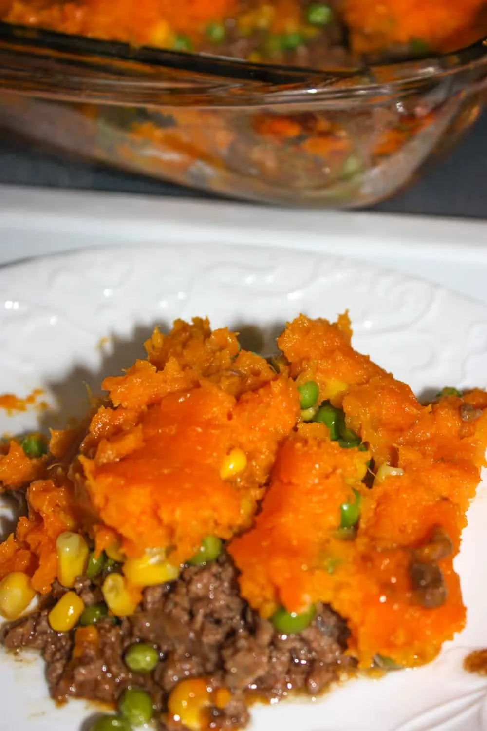 Shepherd's Pie with Sweet Potato is a twist on the classic recipe.  This hearty one dish dinner is full of flavour and is an easy recipe that will satisfy any appetite.