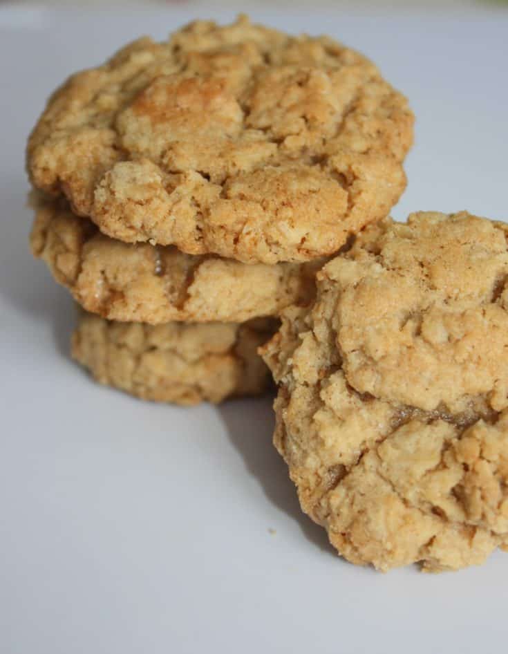 Oatmeal cookies like Grandma used to make. These gluten free cookies use old fashioned oats and a hint of cinnamon to create a chewy, flavourful snack.
