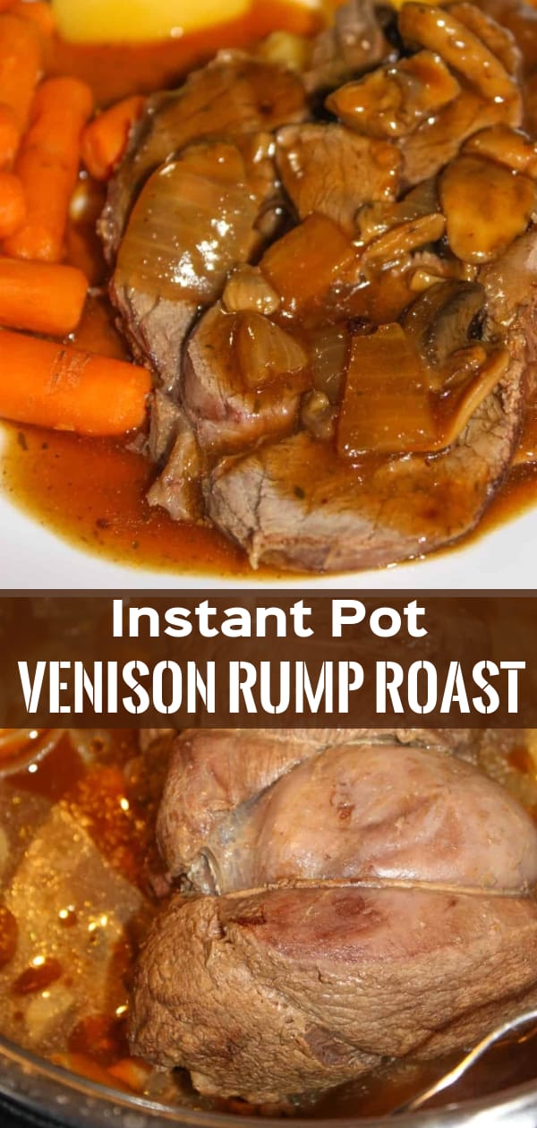 Instant Pot Venison Rump Roast is a delicious pressure cooker roast recipe with carrots, potatoes, onions and gravy all cooked in the pot. This one pot meal is also gluten free.