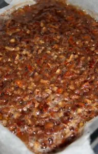 Pecan Pie Squares are a chewy, flavourful dessert square that will be a perfect addition to your holiday dessert tray.  This gluten free version will surprise your guests that are able to consume a regular diet.