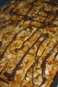 Almond Pan Cookies are another family favourite from my youth that I have not been able to eat.  Thanks to Schar Gluten Free Crackers I can once again enjoy this quick and easy to prepare treat!