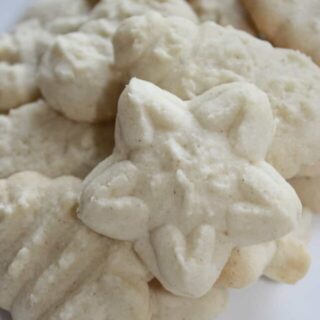 Gluten Free Whipped Shortbread Cookies take me back to Christmases past before I could no longer indulge in gluten!  Thanks to improvements in our flour blends we can now enjoy these melt in your mouth favourites once again.