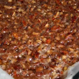 Pecan Pie Squares are a chewy, flavourful dessert square that will be a perfect addition to your holiday dessert tray.  This gluten free version will surprise your guests that are able to consume a regular diet.