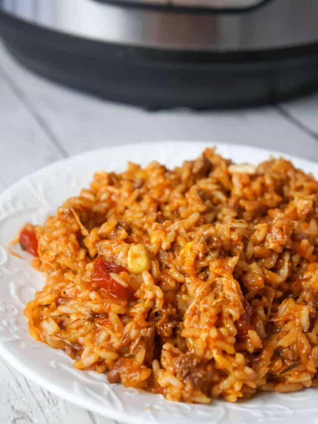 Easy Instant Pot Cheesy Taco Ground Beef and Rice