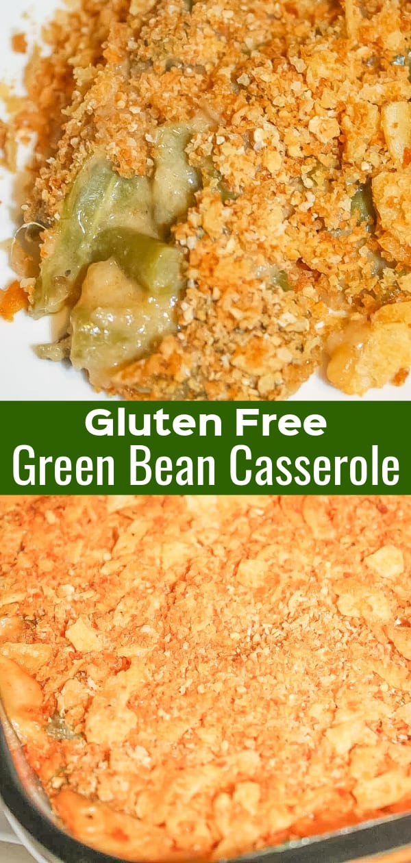 Gluten Free Green Bean Casserole is a delicious side dish recipe perfect for Thanksgiving or Christmas. This grean bean casserole is loaded with mushrooms, onions and red peppers and topped with gluten free bread crumbs and potato chips.
