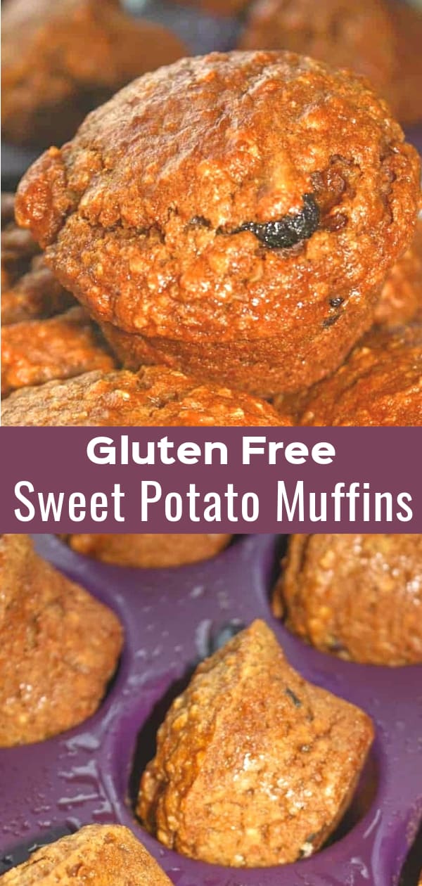 Gluten Free Sweet Potato Muffins loaded with raisins and spices.