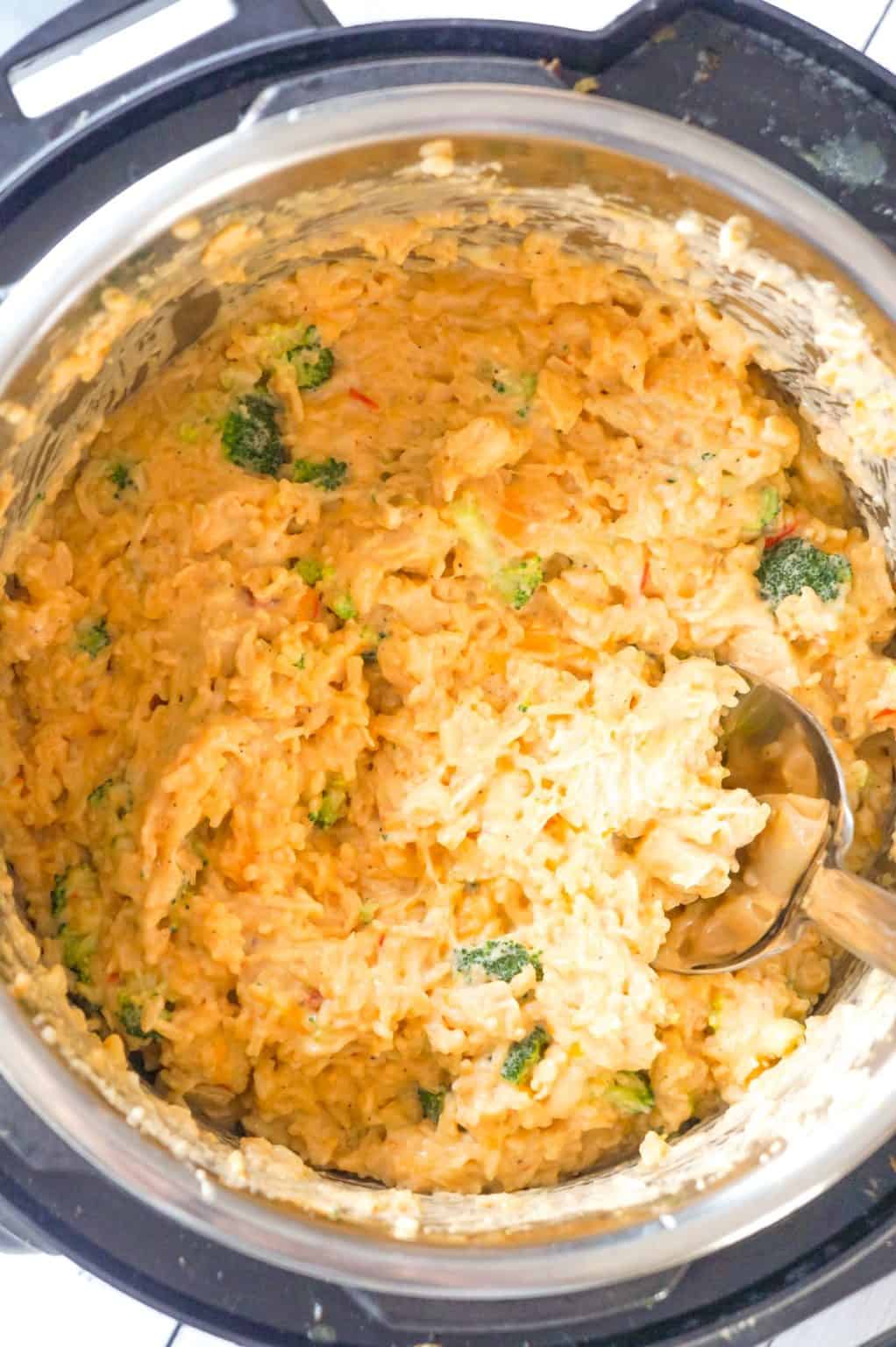Instant Pot Cheesy Broccoli Chicken and Rice Kiss Gluten Goodbye