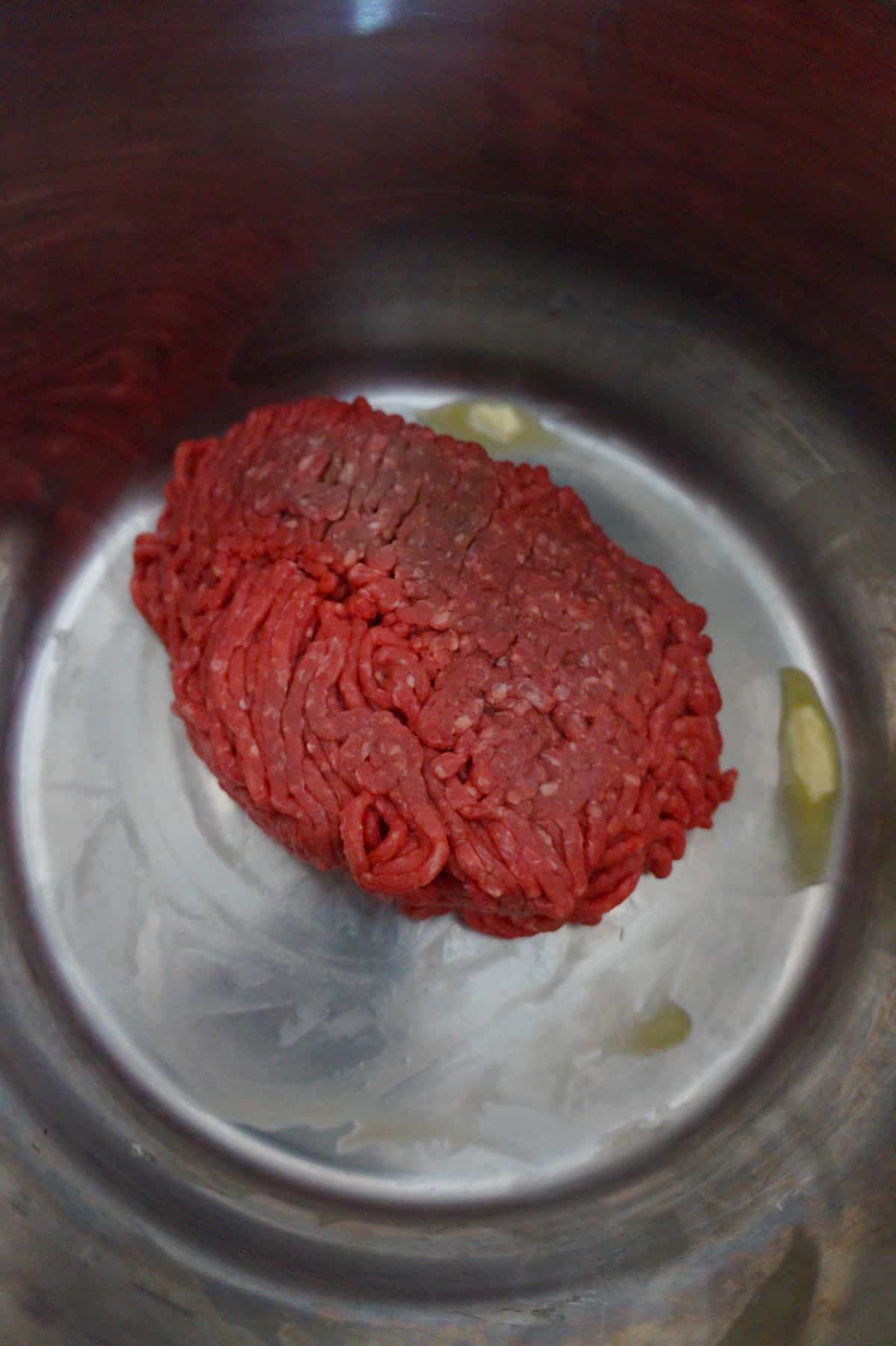 raw ground beef in an Instant Pot