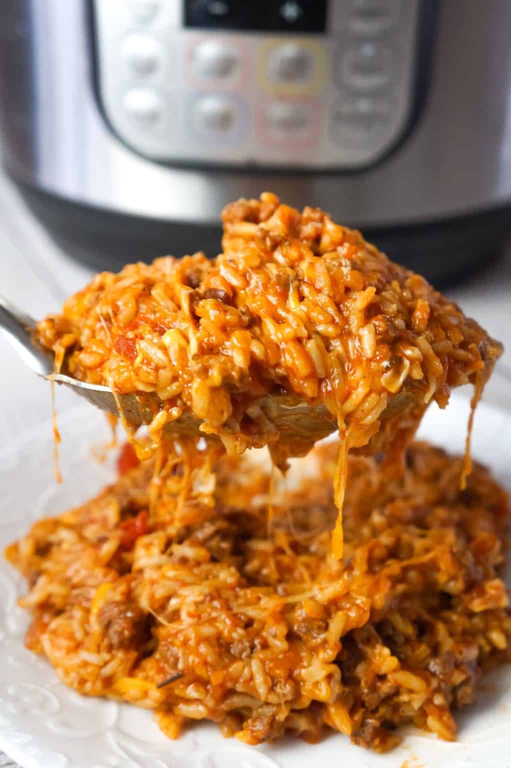 Instant Pot Cheesy Taco Ground Beef and Rice Kiss Gluten Goodbye