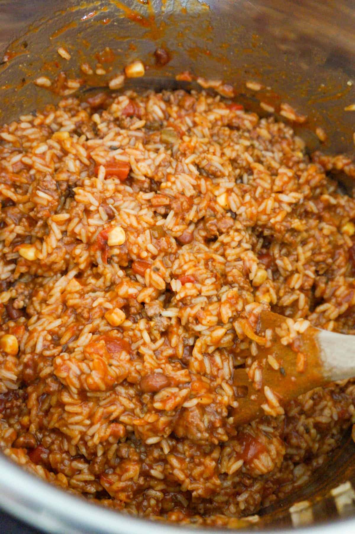 taco ground beef and rice in an Instant Pot