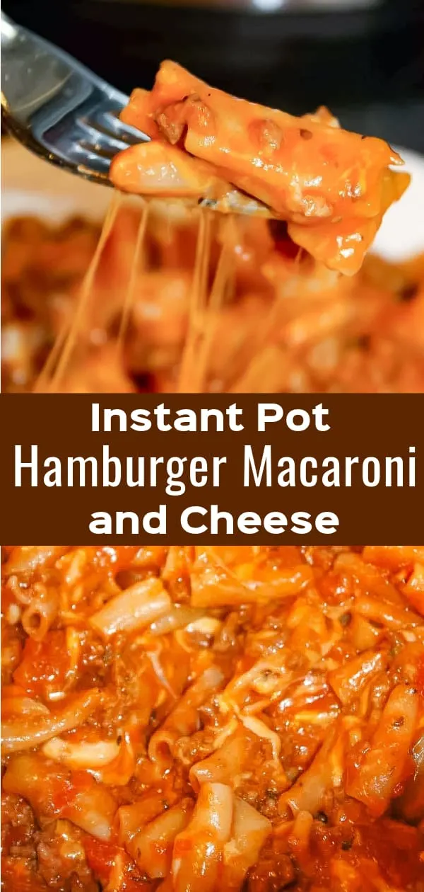 Instant Pot Hamburger Macaroni and Cheese is an easy ground beef dinner recipe. This hearty dish is made with gluten free pasta and loaded with mozzarella and cheddar cheese.