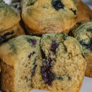 Gluten Free Blueberry Muffins, loaded with wild blueberries, are an appetizing breakfast or snack choice.