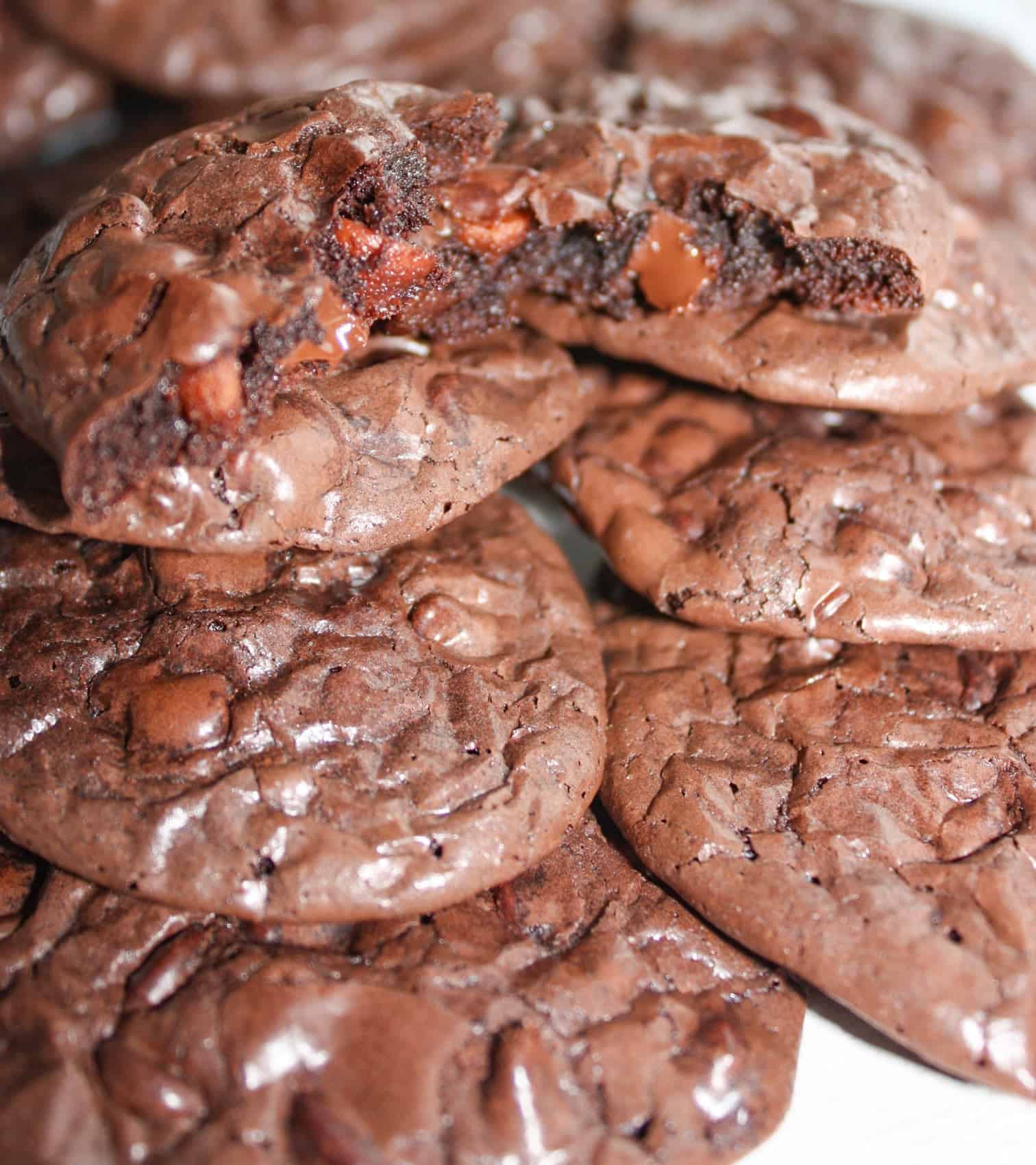 For all of us that need to avoid gluten, Flourless Chocolate Cookies are a decadent treat, with their triple hit of chocolate, chewy goodness.  