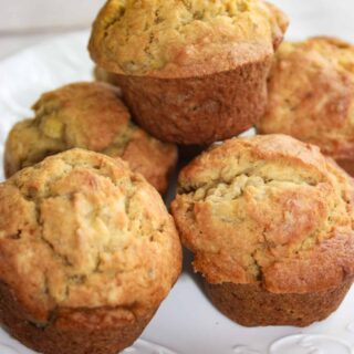 Gluten Free Banana Muffins are a quick and easy recipe to use up those over ripe bananas that seem to appear on everyone's kitchen counter!  