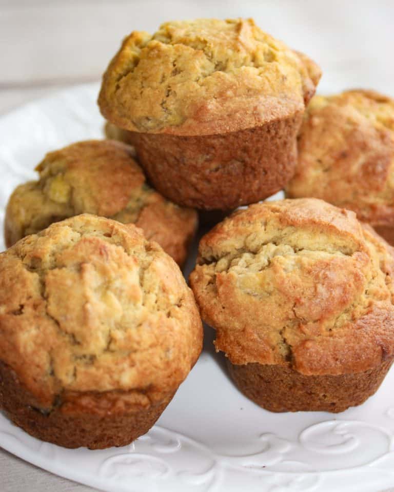 Gluten Free Banana Muffins are a quick and easy recipe to use up those over ripe bananas that seem to appear on everyone's kitchen counter!  