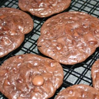 For all of us that need to avoid gluten, Flourless Chocolate Cookies are a decadent treat, with their triple hit of chocolate, chewy goodness.  