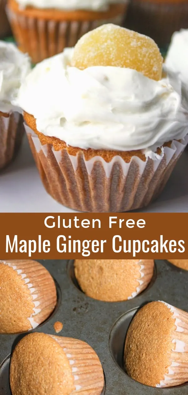Glluten Free Maple Ginger Cupcakes are moist and delicious cupcakes flavoured with maple syrup and crystallized ginger.