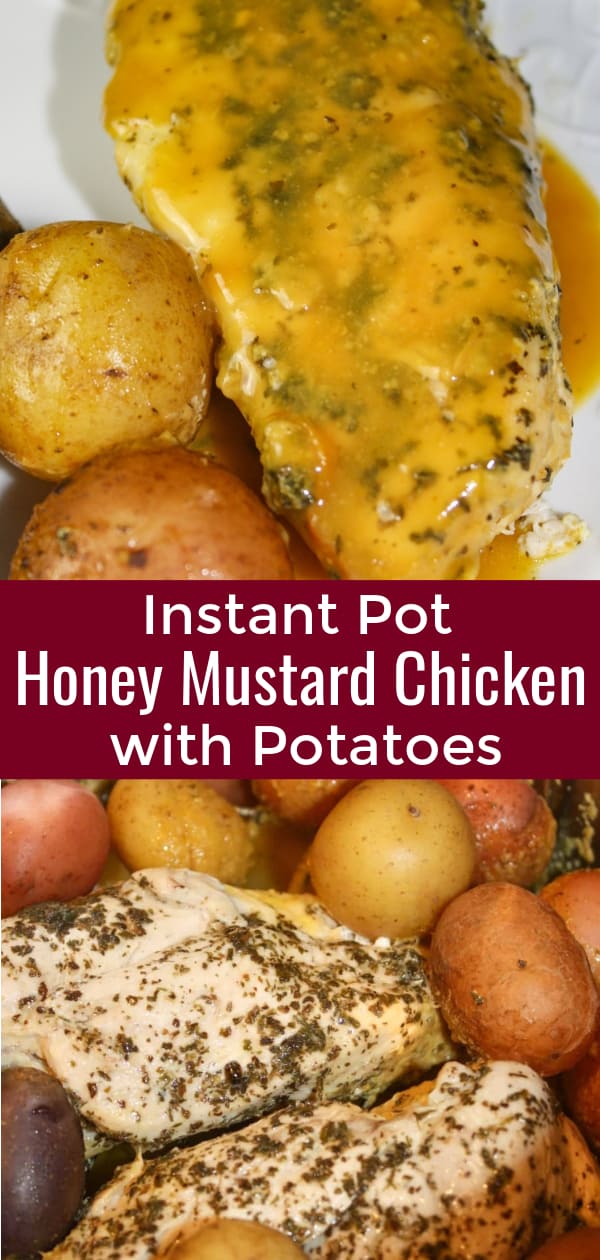 Instant Pot Honey Mustard Chicken and Potatoes is an easy gluten free dinner recipe. These pressure cooker chicken breasts are topped with a delicious honey mustard sauce and served with baby potatoes.