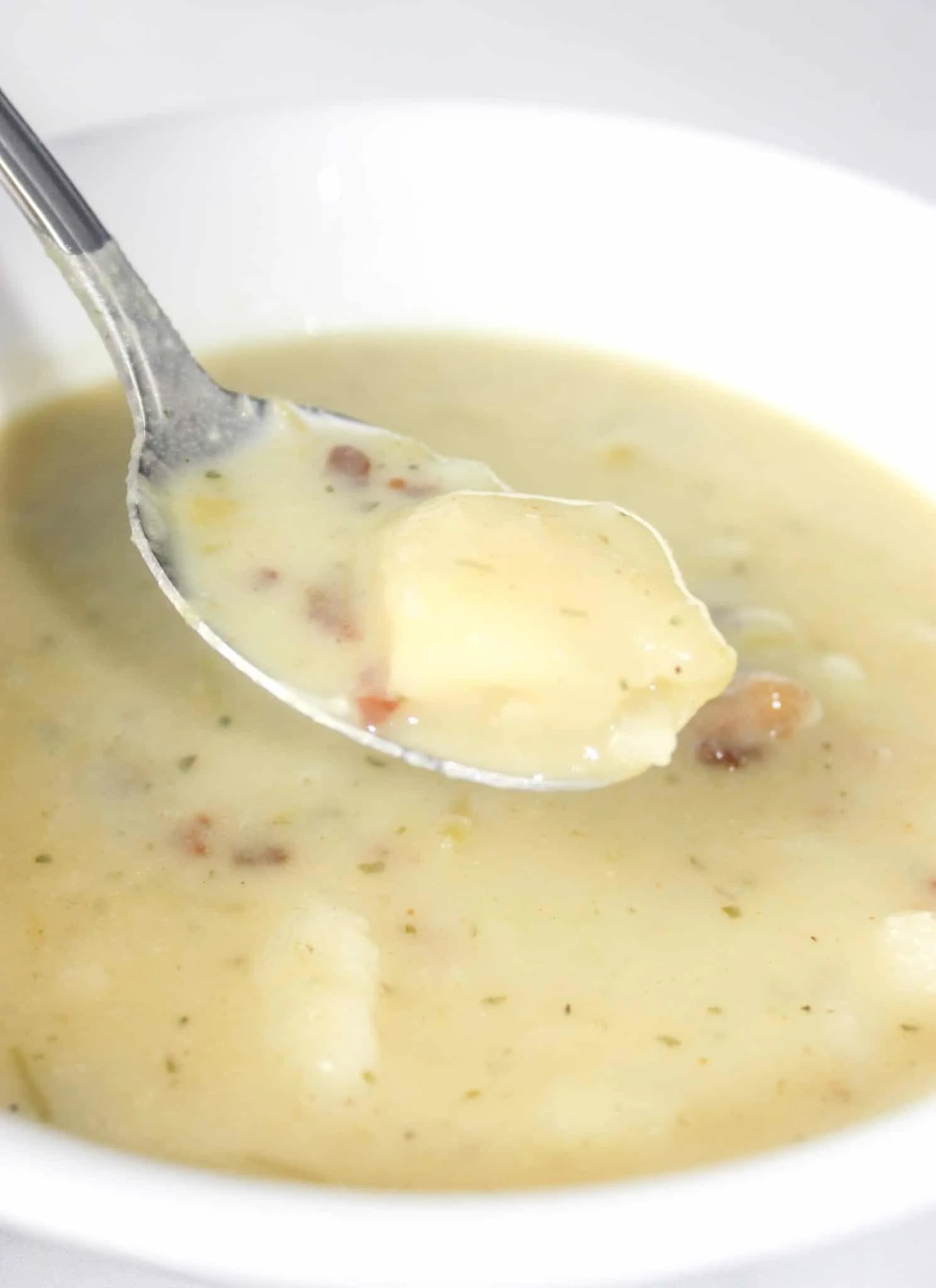 If you choose you can stir in some bacon bits to boost the flavour of this traditional soup.