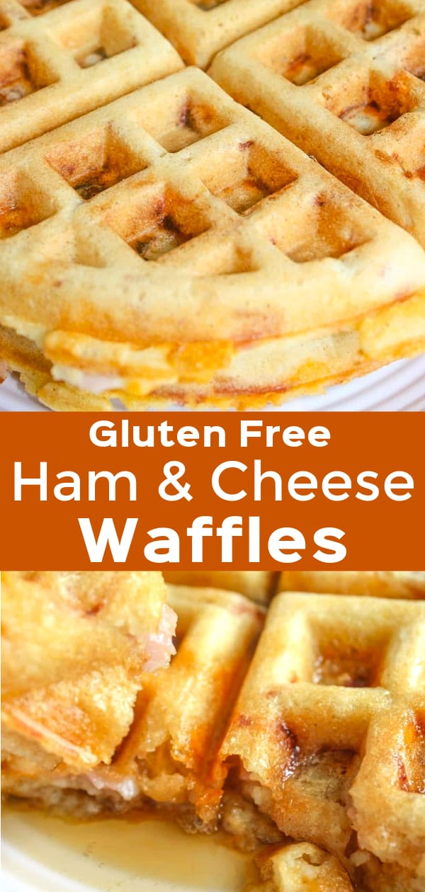 Gluten Free Ham and Cheese Waffles are a delicious breakfast recipe. These savoury waffles are made with Bob's Red Mill gluten free pancake mix and loaded with old cheddar cheese and diced ham.