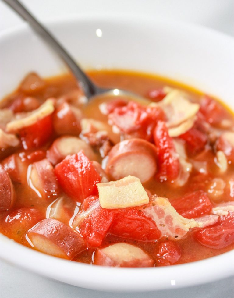 Instant Pot Pork and Bean Soup is an easy comfort meal for the whole family.  Loaded with bacon and weiners it is sure to be a hit with young and old alike!