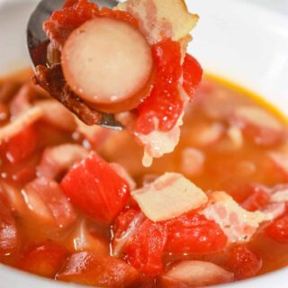 Instant Pot Pork and Bean Soup is an easy comfort meal for the whole family.  Loaded with bacon and weiners it is sure to be a hit with young and old alike!