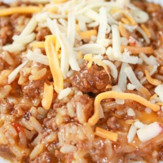 Instant Pot Cheesy BBQ Ground Beef and Rice can be on your table in short order any day of the week.  It is a enrobed in a delightful sauce that is a combination of sweet and smoky with a bit of heat.