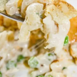 Gluten Free Tuna Casserole is an easy dinner recipe that combines canned tuna with cheesy pasta and frozen peas. This gluten free version of a family staple will not disappoint!