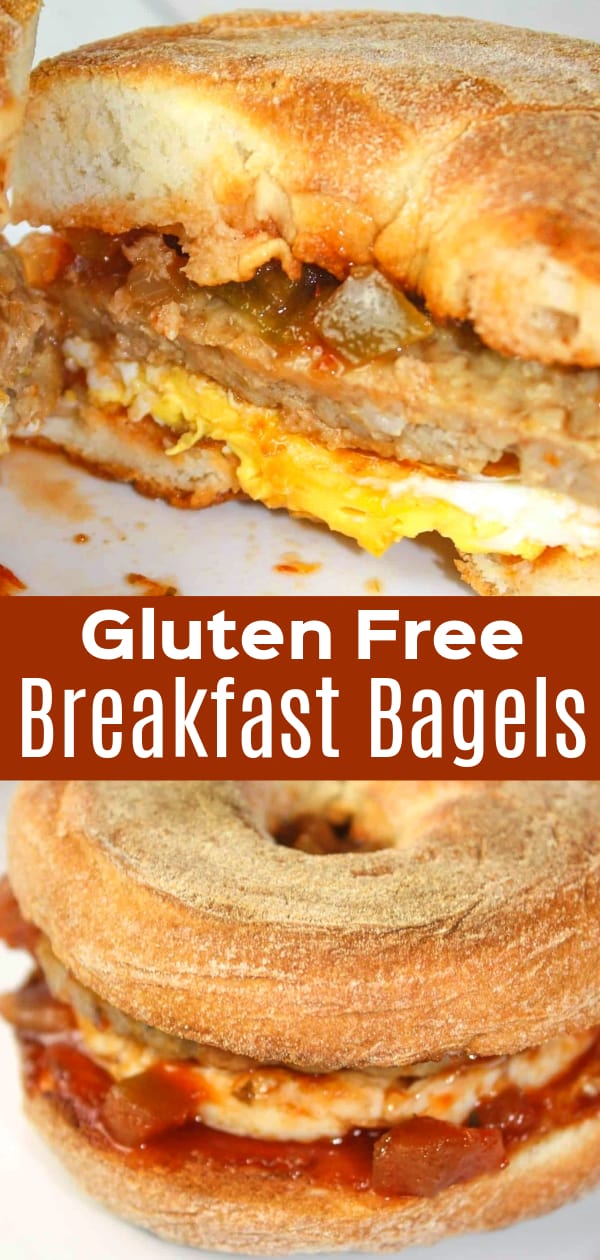 Gluten Free Breakfast Bagels are tasty breakfast sandwiches loaded with egg, sausage and maple salsa.
