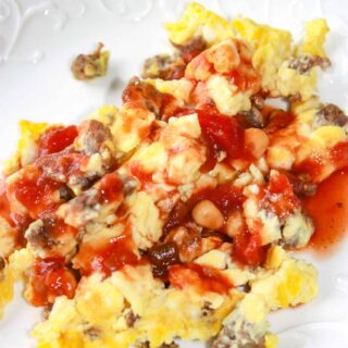 Venison Sausage and Eggs is a very easy recipe for a quick breakfast or lunch.  If you don't have venison on hand you could use any type of gluten free spicy sausage meat.
