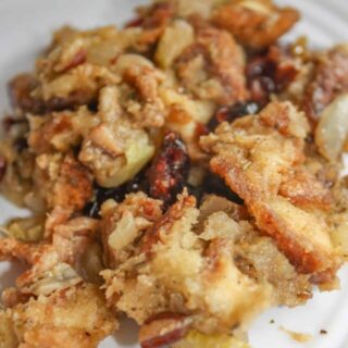 Instant Pot Festive Stuffing is a twist on my traditional stuffing.  This gluten free stuffing has the added flavours of dried cranberries, bacon and pecans.