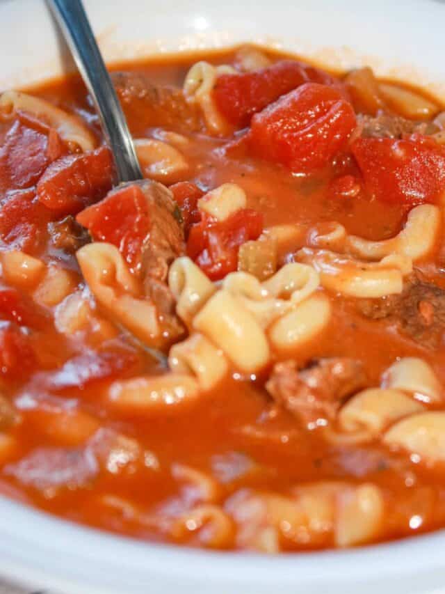 Instant Pot Tomato Beef Soup with Pasta Recipe Gluten Free Kiss