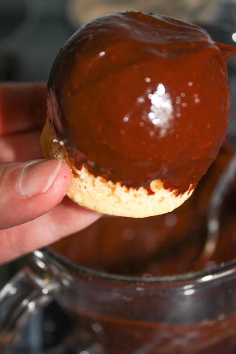 Chocolate glaze adds a sweet finishing touch to your baking.  It is quick and easy to make in the microwave and will harden on your baked goods to provide a rich chocolatey coating.