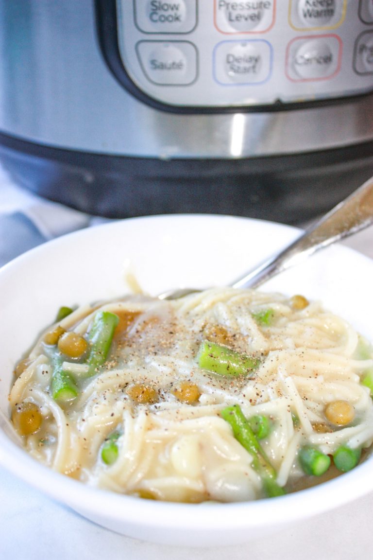 Instant Pot Asparagus and Pasta is a dish I remember my maternal Grandmother making on the stove.  This easy pressure cooker version uses gluten free pasta.  Grandma made this dish with lots of pepper!